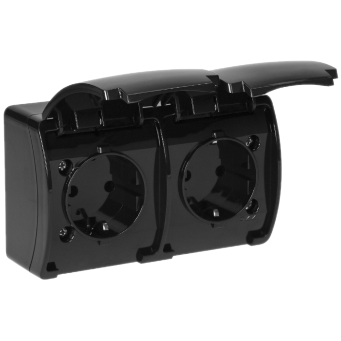 Stopcontact opbouw waterproof - Tweevoudig - Zwart Stopcontact opbouw waterproof - Tweevoudig - Zwart